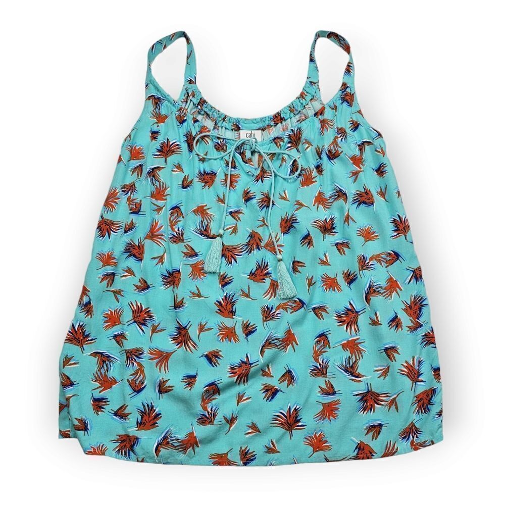 CAbi Teal and Rust Floral Tank Top